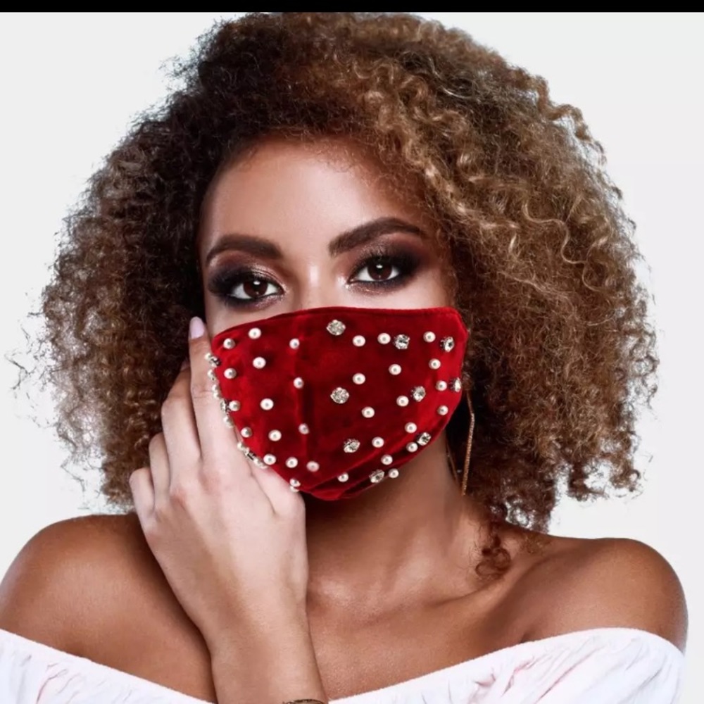 Face masks with rhinestones & pearls